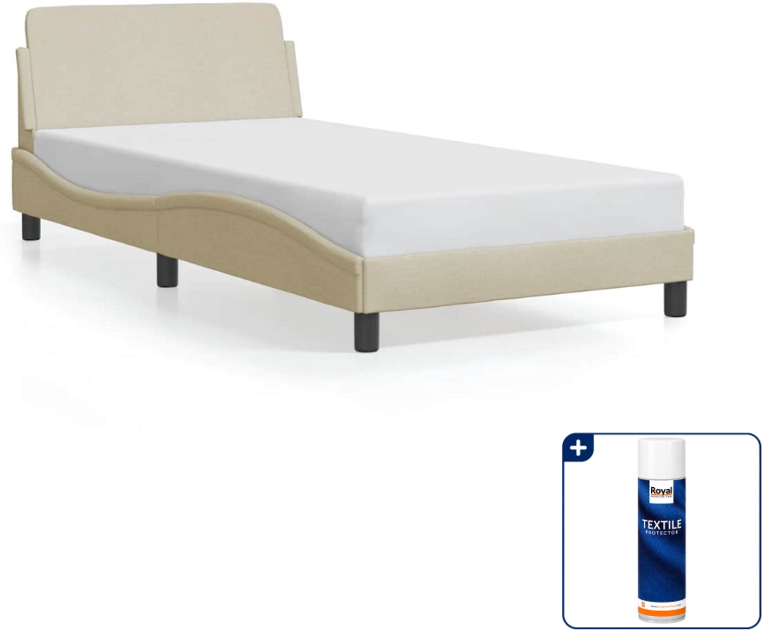 vidaXL Dover bedframe - 100 x 200 cm - stof - crème - Inclusief textielbeschermer 500 ml