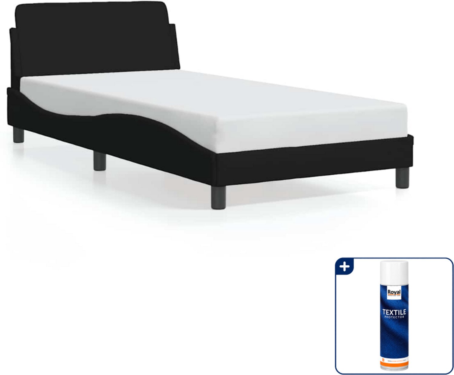 vidaXL Dover bedframe - 100 x 200 cm - stof - zwart - Inclusief textielbeschermer 500 ml