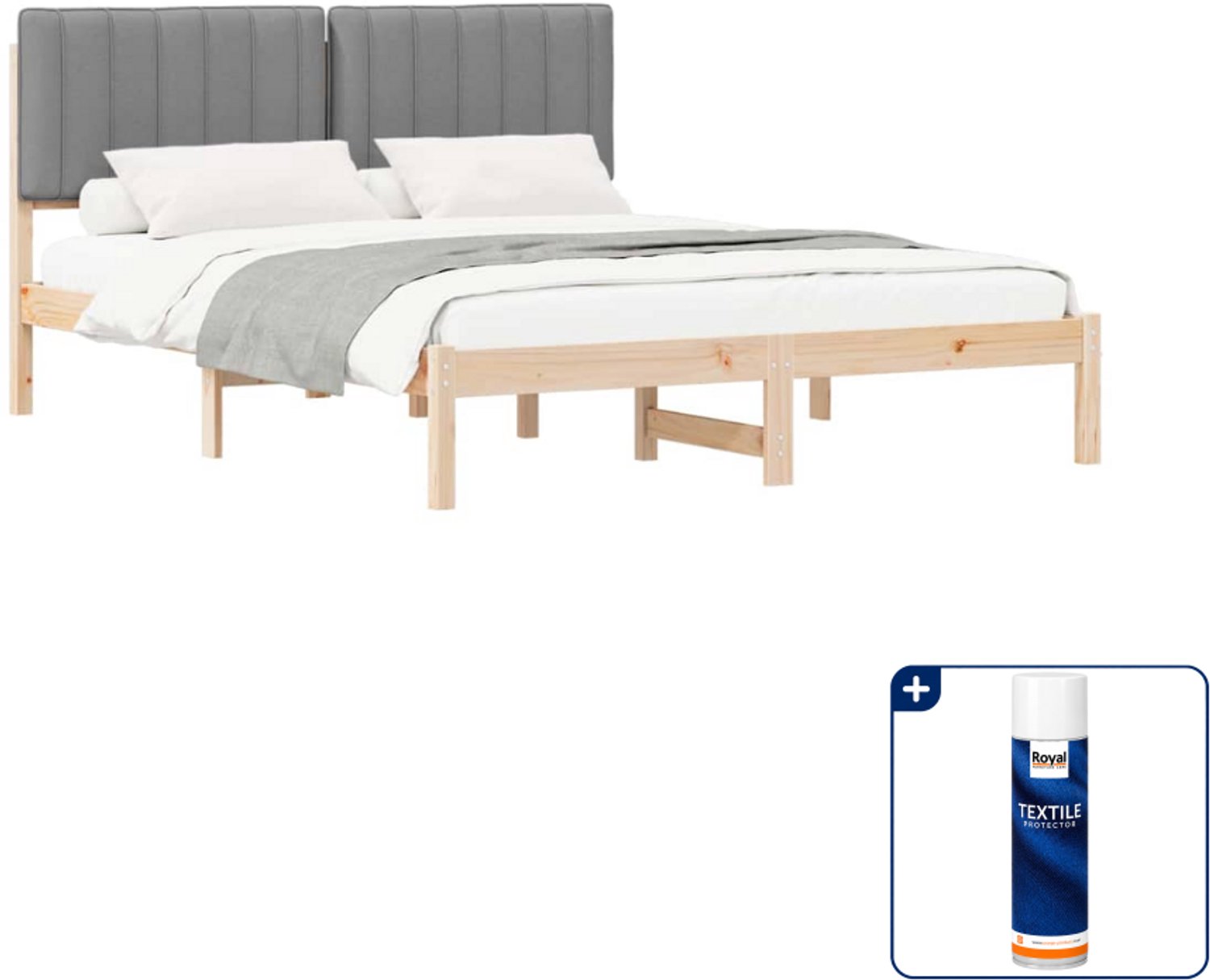 vidaXL bedframe - 150 x 200 cm - lichtgrijs - Inclusief textielbeschermer 500 ml