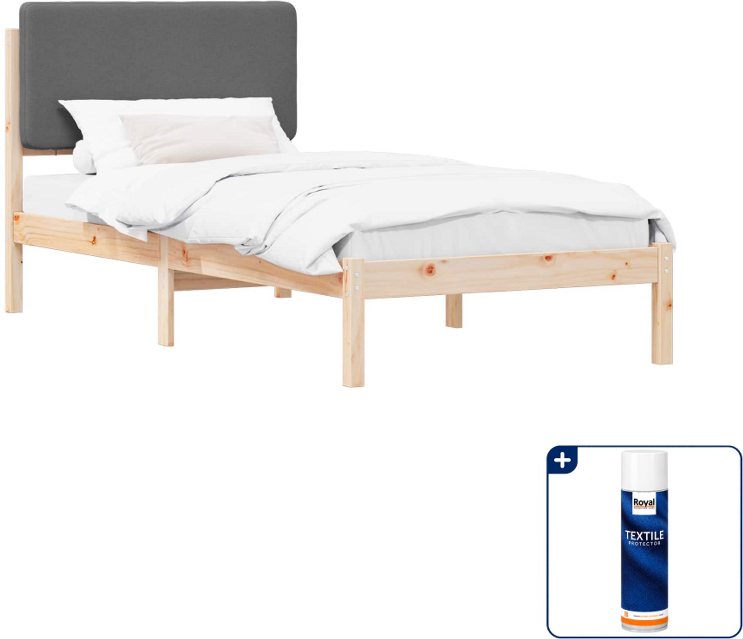 vidaXL bedframe - 90 x 190 cm - donkergrijs - Inclusief textielbeschermer 500 ml