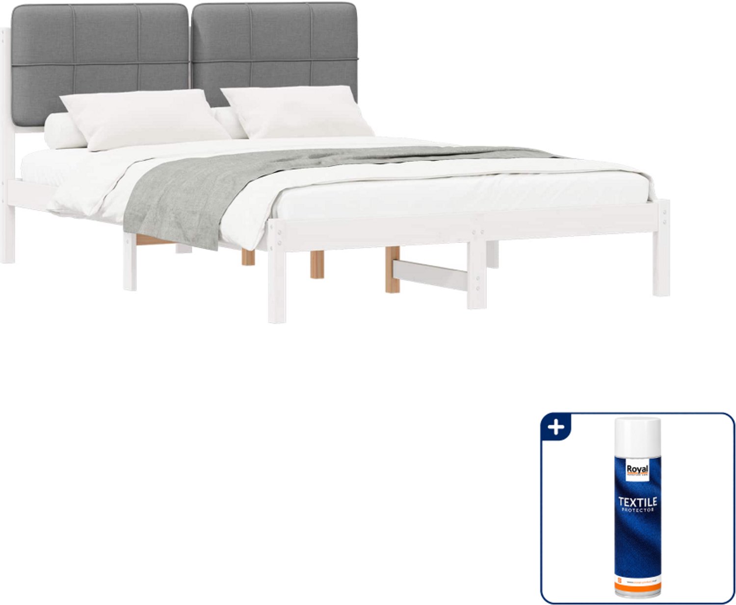 vidaXL bedframe - 140 x 190 cm - lichtgrijs - Inclusief textielbeschermer 500 ml