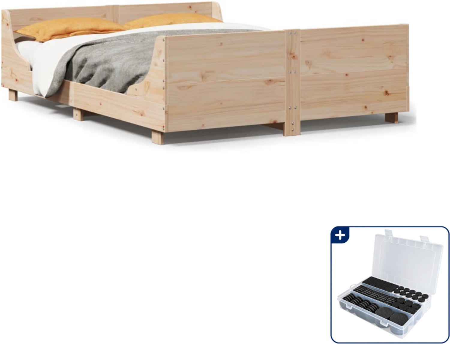 vidaXL bedframe - 120 x 190 cm - massief grenenhout - Inclusief antikrasvilt 177-delig Bruin