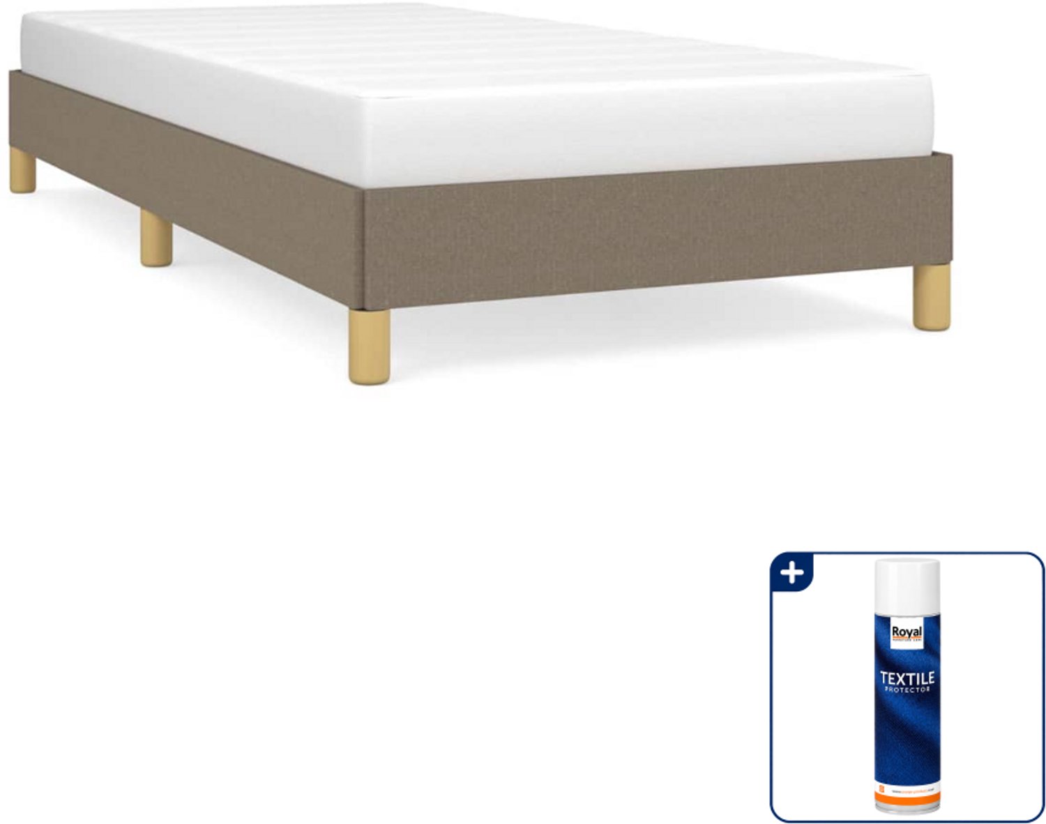 vidaXL Bedframe - 90 x 200 cm - stof - taupe - Inclusief textielbeschermer 500 ml