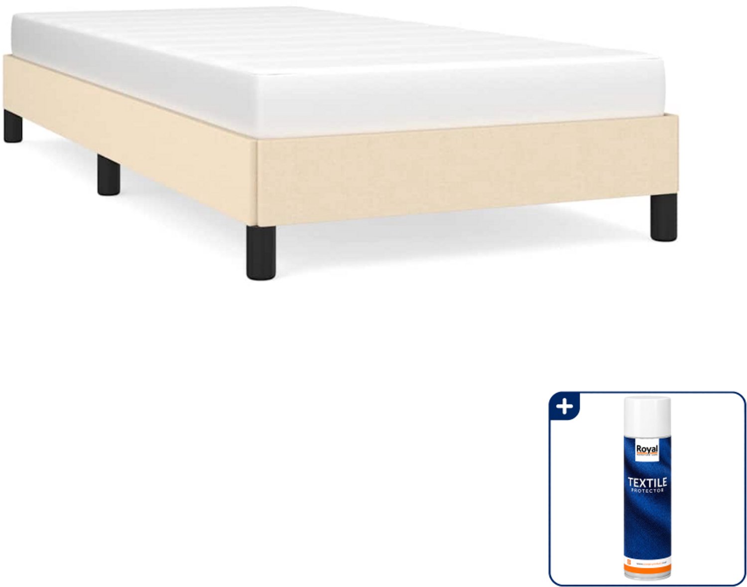 vidaXL bedframe - 80 x 200 cm - stof - crèmekleurig - Inclusief textielbeschermer 500 ml