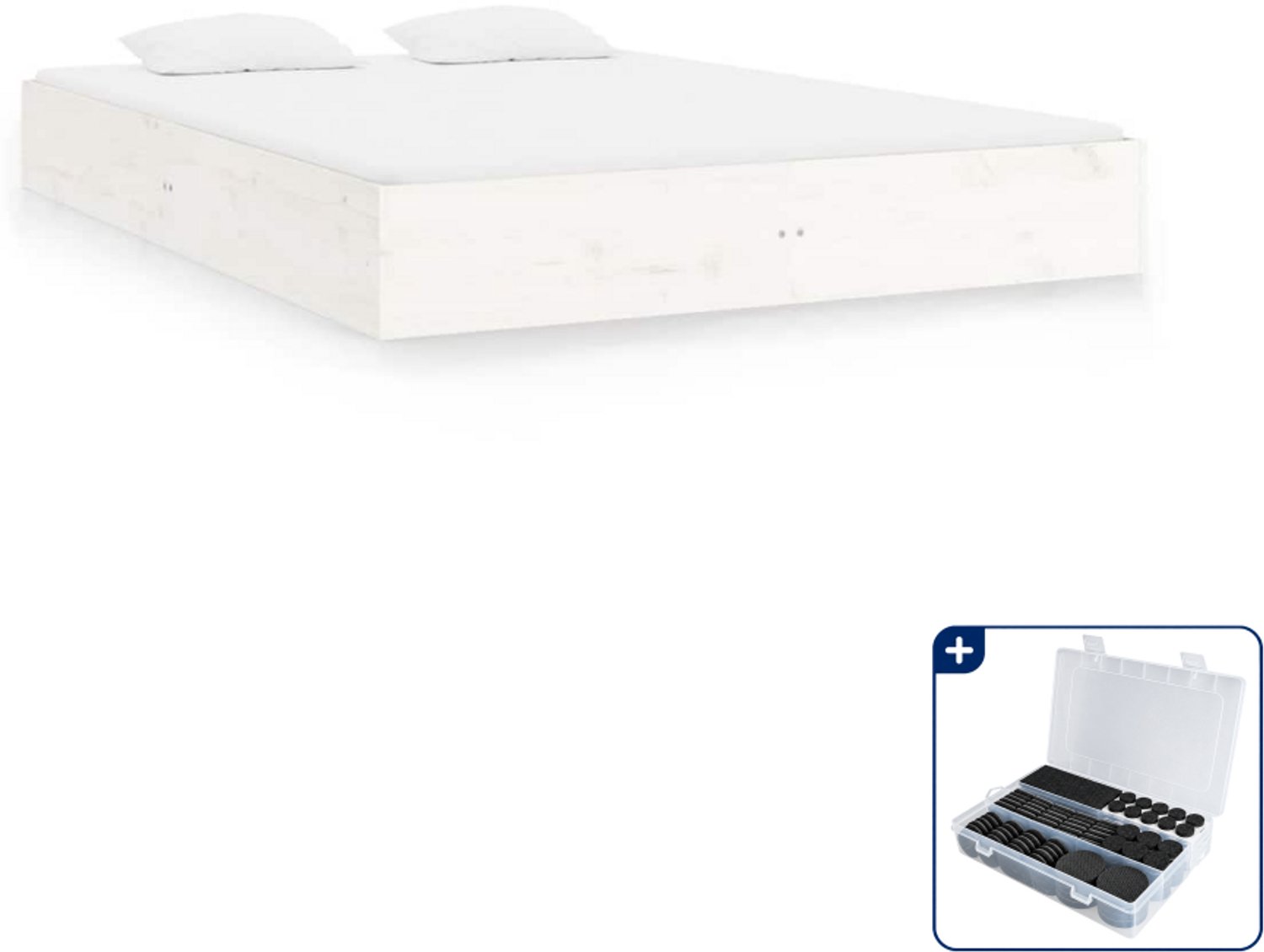 vidaXL bedframe - 150 x 200 cm - massief grenenhout - wit - Inclusief antikrasvilt 177-delig