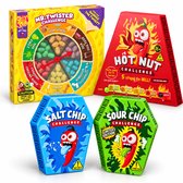 Hot Chip Challenge Set 4 Stuks - Zout, Zoet, Heet en Zuur - Hot Nut, Salt Chip, Sour Chip en Mr. Twister - 4 Smaakuitdagingen - Partyspel en Cadeau
