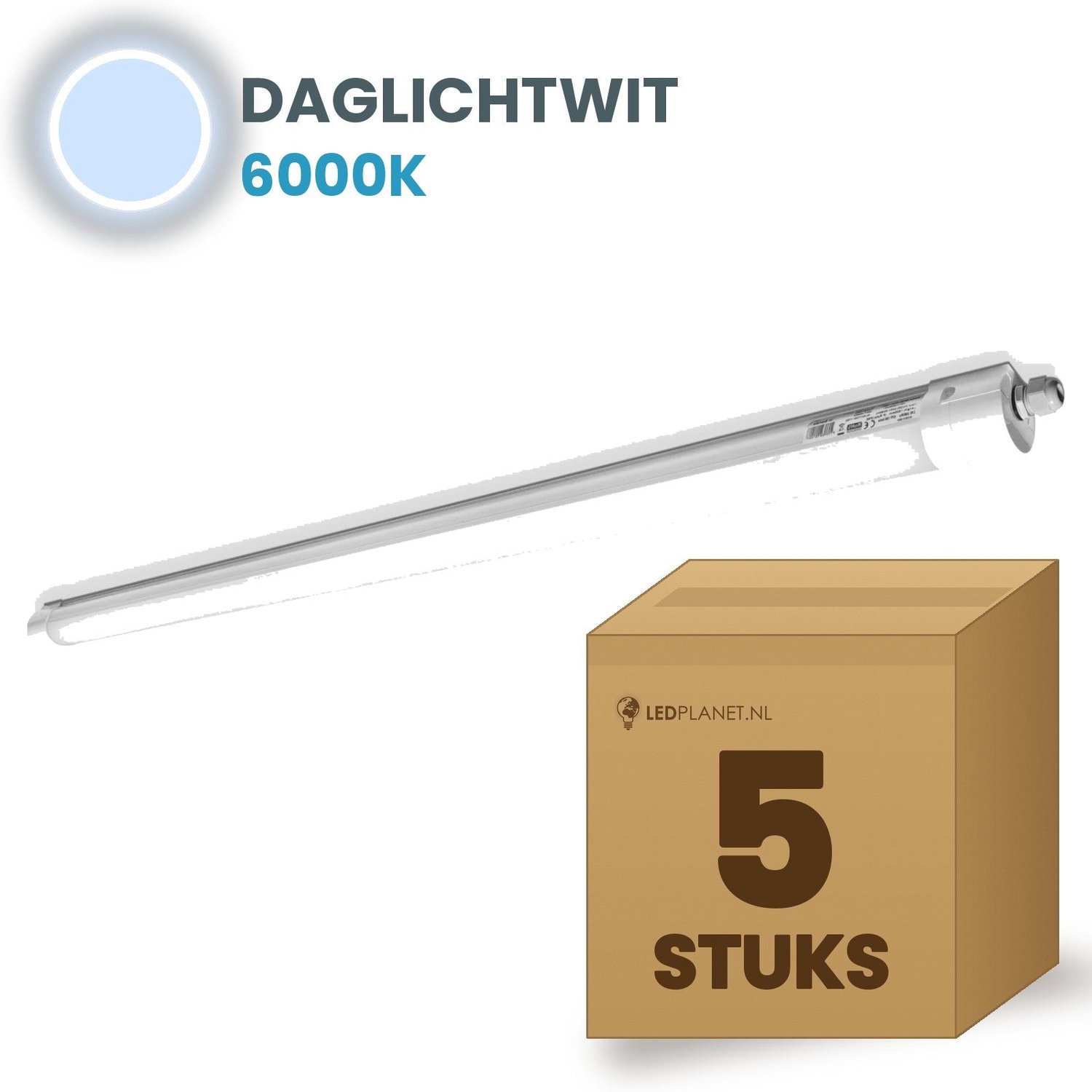Tsong TL armatuur Tri Proof 1200mm 5 stuks - 36W 5400lm - Daglichtwit 6000K - Koppelbaar - IP65 - 230V