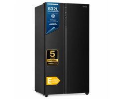 Heinner HSBS-HM532NFBKE++ Amerikaanse Side-by-Side Koelkast – 532 L – Full No Frost – LED Touch Display – Smart Eco Functie – Super Vriezen – Zwart – 5 Jaar Garantie