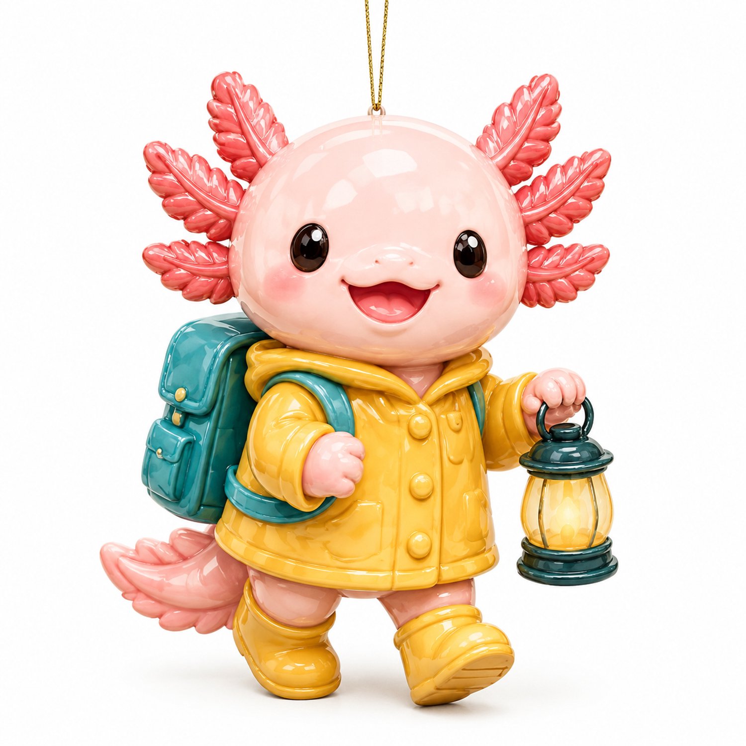 Adventskalender 2026 met axolotls - 24 platte acryl hangdecoraties met verschillende motieven, in doos