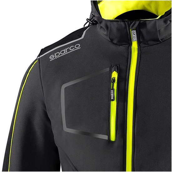 Sparco Tech Softshell - Waterdichte, reflecterende en versterkte jas met polar fleece voering - Maat L - Grijs/Geel van Sparco — afbeelding 3