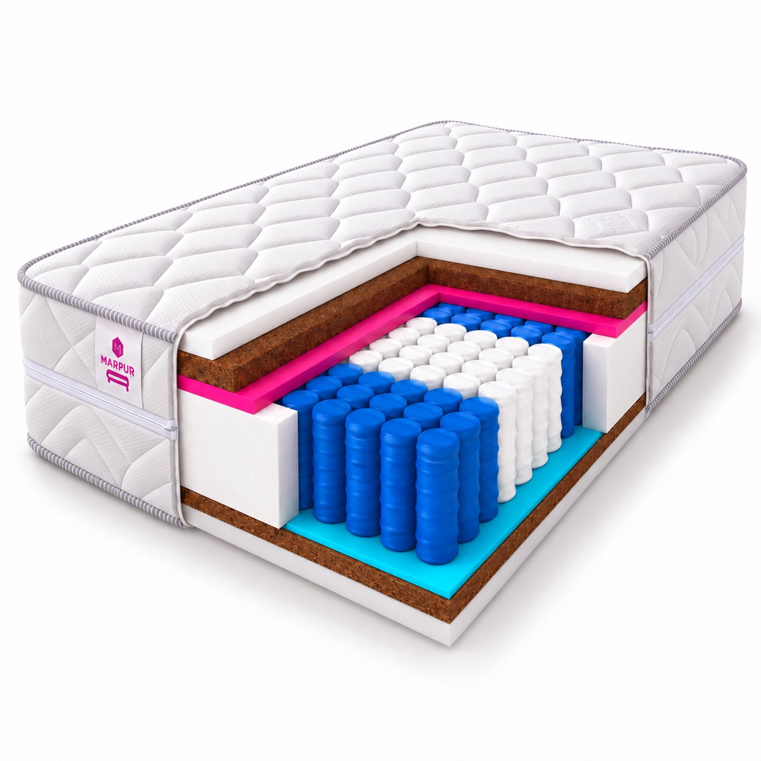 MARPUR Salsa Pocketveringmatras - Orthopedisch Keermatras H3/H4 - met Kokoslaag - 19 cm dik - 140x200 cm - Tencel