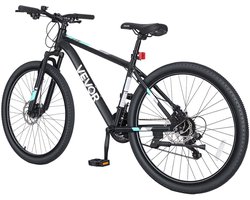 VEVOR Mountainbike voor Dames en Heren, 26 inch, 21 Versnellingen, Zwart, Outdoor, Ideaal voor Volwassenen, Frame van Aluminiumlegering, met Verende Voorvork, Draagvermogen van 120 Kg, Bel, Reflectoren en Lichtbevestiging