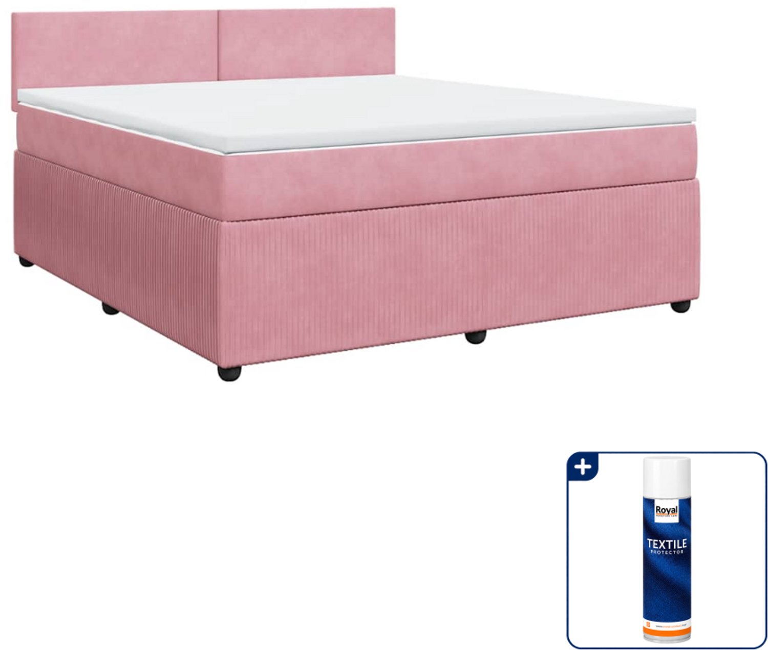 vidaXL boxspring Kingsize - 180 x 200 cm - fluweel - roze - Inclusief textielbeschermer 500 ml