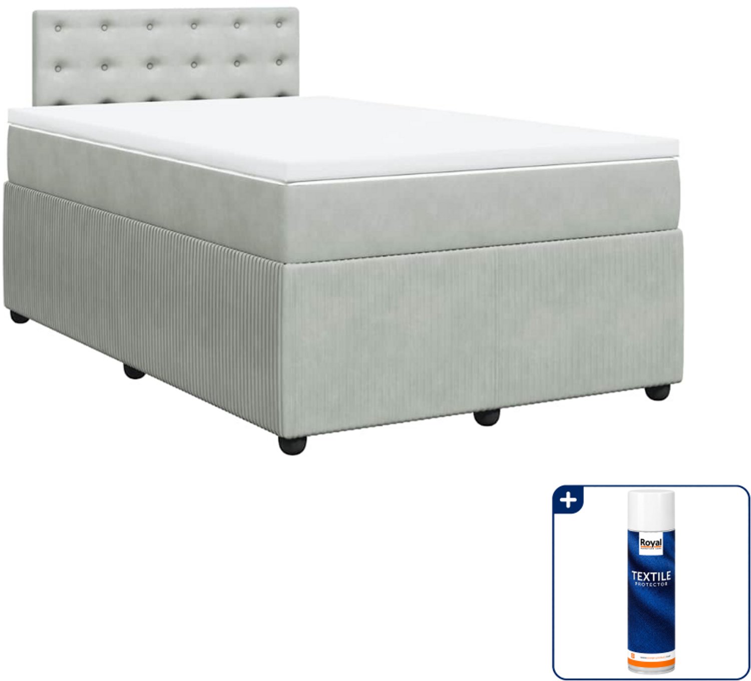 vidaXL boxspring met matras 120 x 200 cm - lichtgrijs - Inclusief textielbeschermer 500 ml