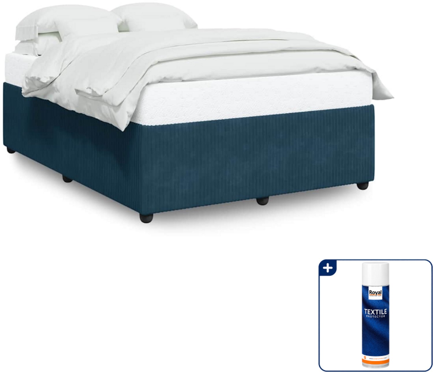 vidaXL bedframe - Small double - 140 x 200 cm - fluweel - blauw - Inclusief textielbeschermer 500 ml