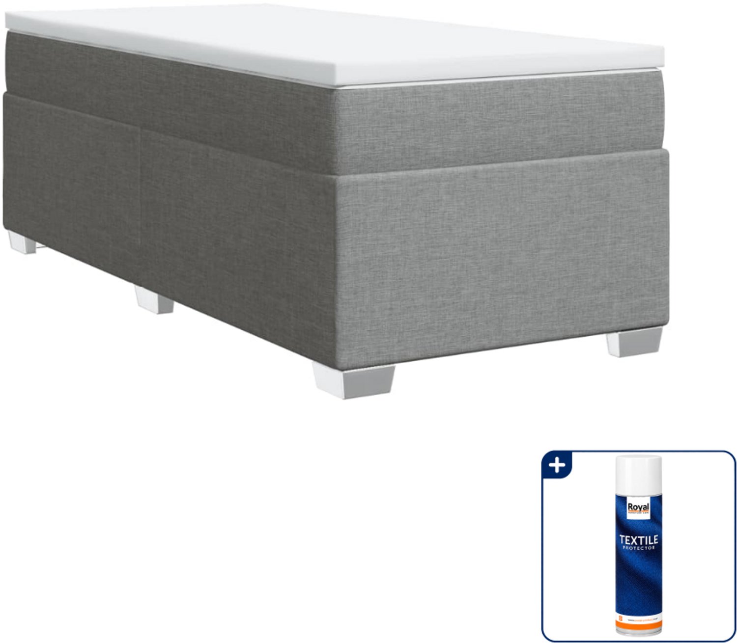 vidaXL boxspring met matras - 90 x 190 cm - lichtgrijs - Inclusief textielbeschermer 500 ml