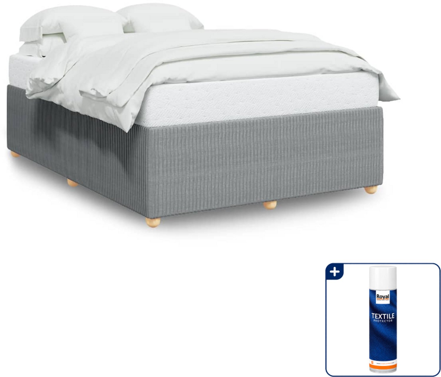 vidaXL Queensize bedframe - 160 x 200 cm - stof - lichtgrijs - Inclusief textielbeschermer 500 ml