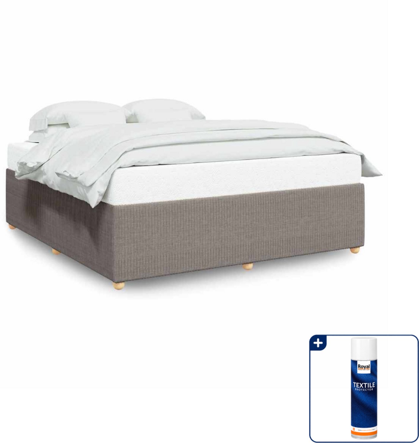vidaXL Bedframe Kingsize - 180 x 200 cm - stof - taupe - Inclusief textielbeschermer 500 ml