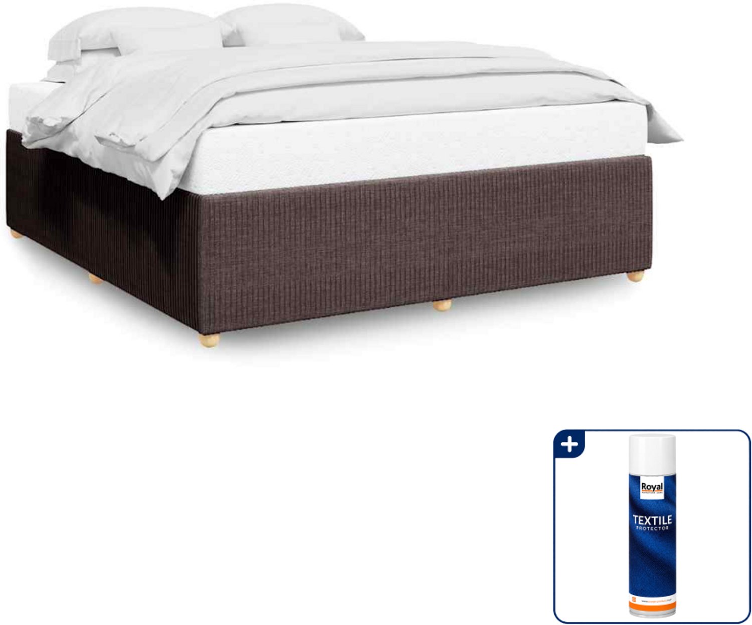 vidaXL Bedframe - 200 x 200 cm - donkerbruin - Inclusief textielbeschermer 500 ml