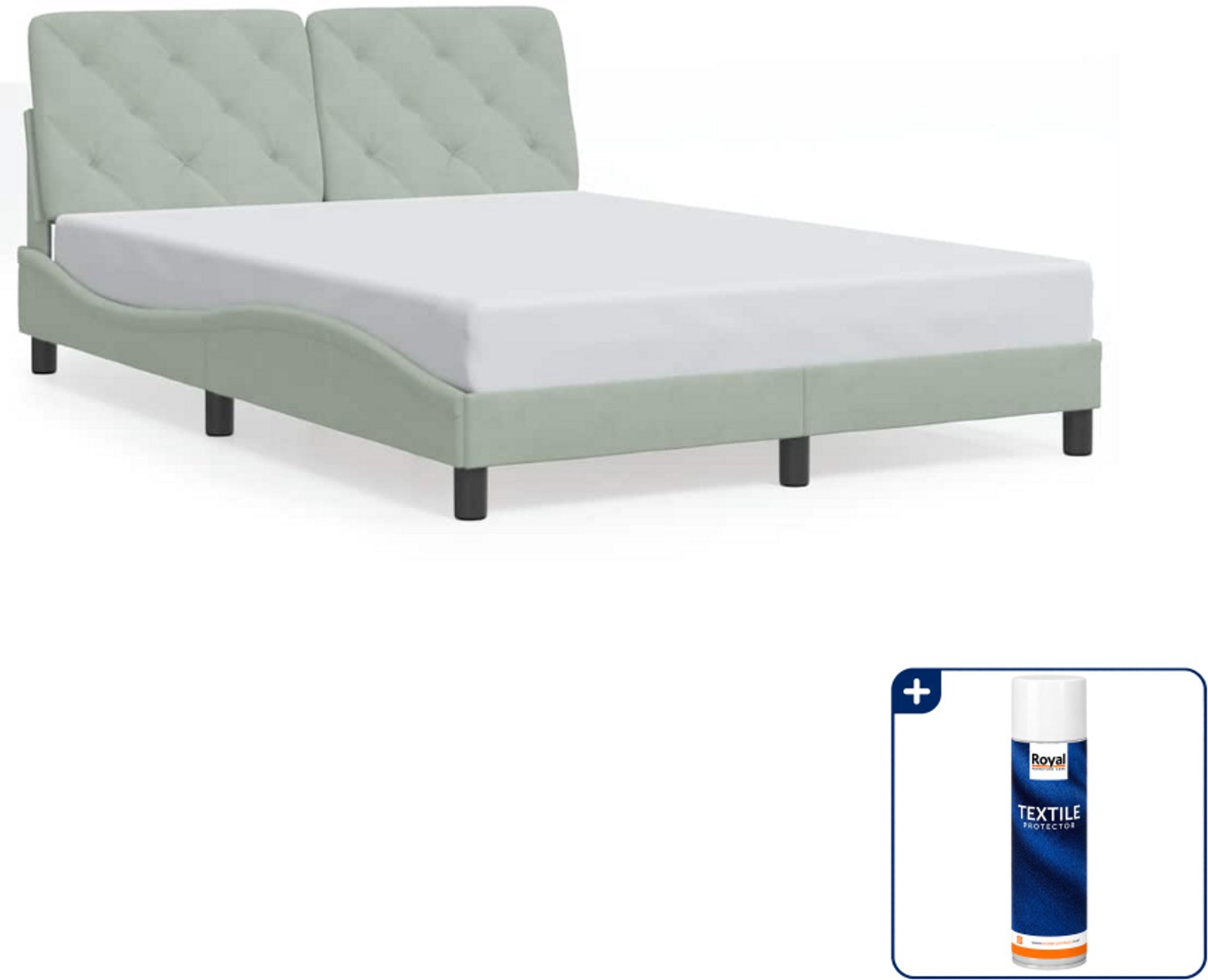 vidaXL Bedframe - 120 x 200 cm - fluweel - lichtgrijs - Inclusief textielbeschermer 500 ml Wit