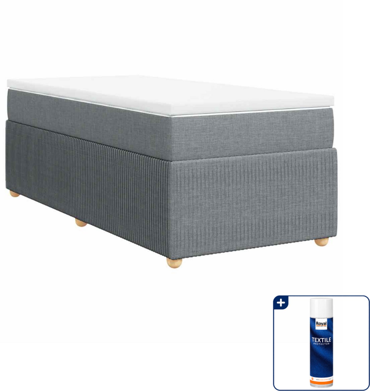 vidaXL boxspring met matras 90 x 190 cm - lichtgrijs - Inclusief textielbeschermer 500 ml