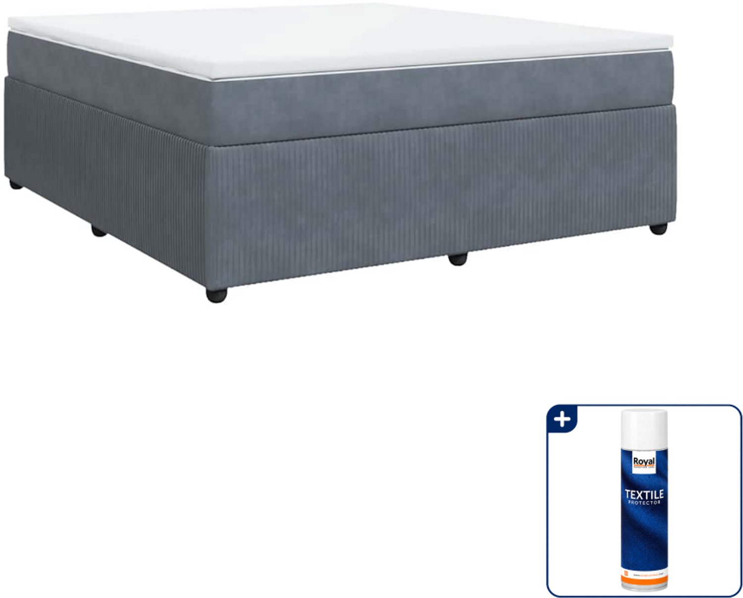 vidaXL Kingsize boxspring met matras - 180 x 200 cm - donkergrijs - Inclusief textielbeschermer 500 ml
