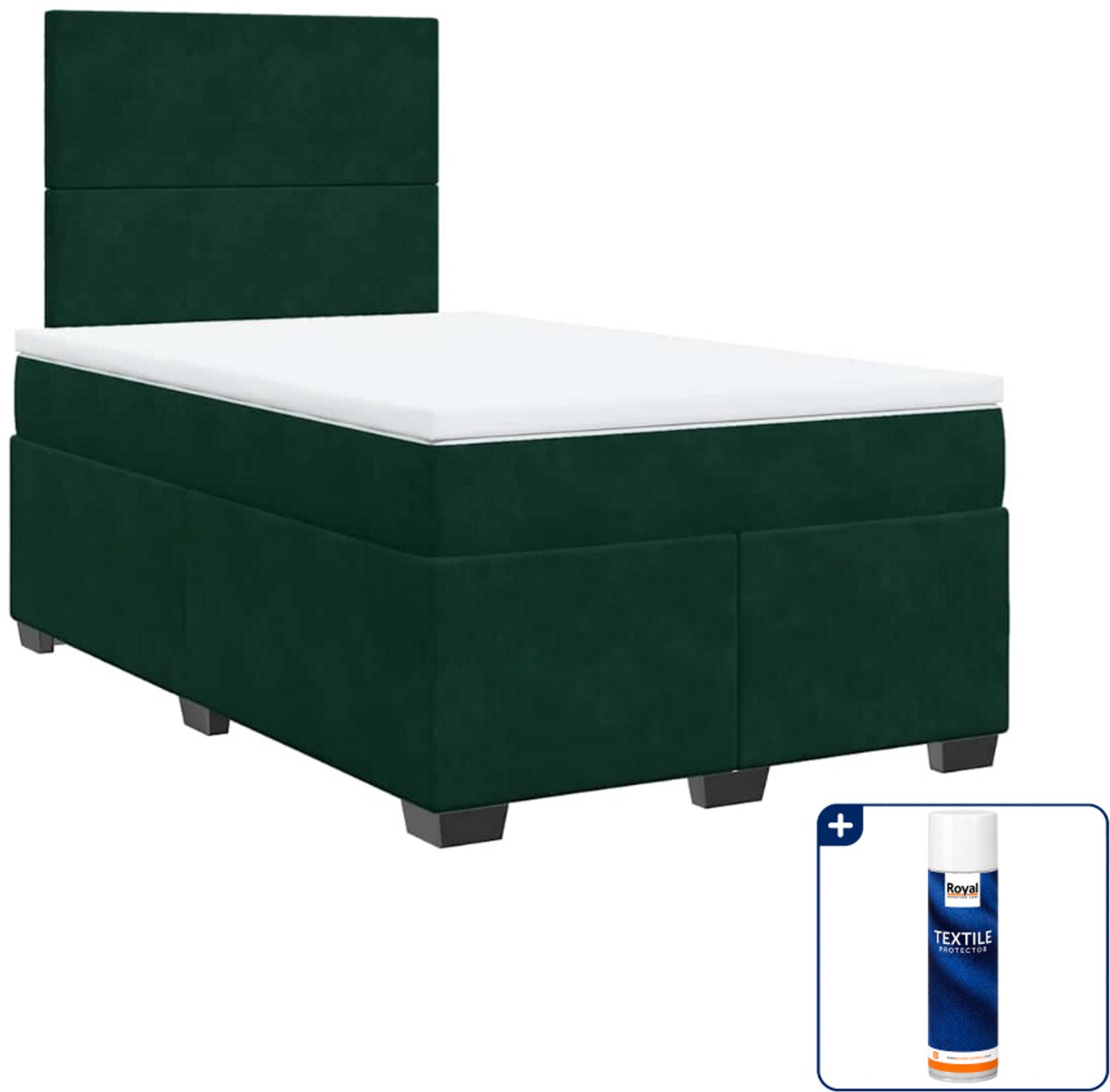 vidaXL boxspring met matras 120 x 190 cm - fluweel - donkergroen - Inclusief textielbeschermer 500 ml