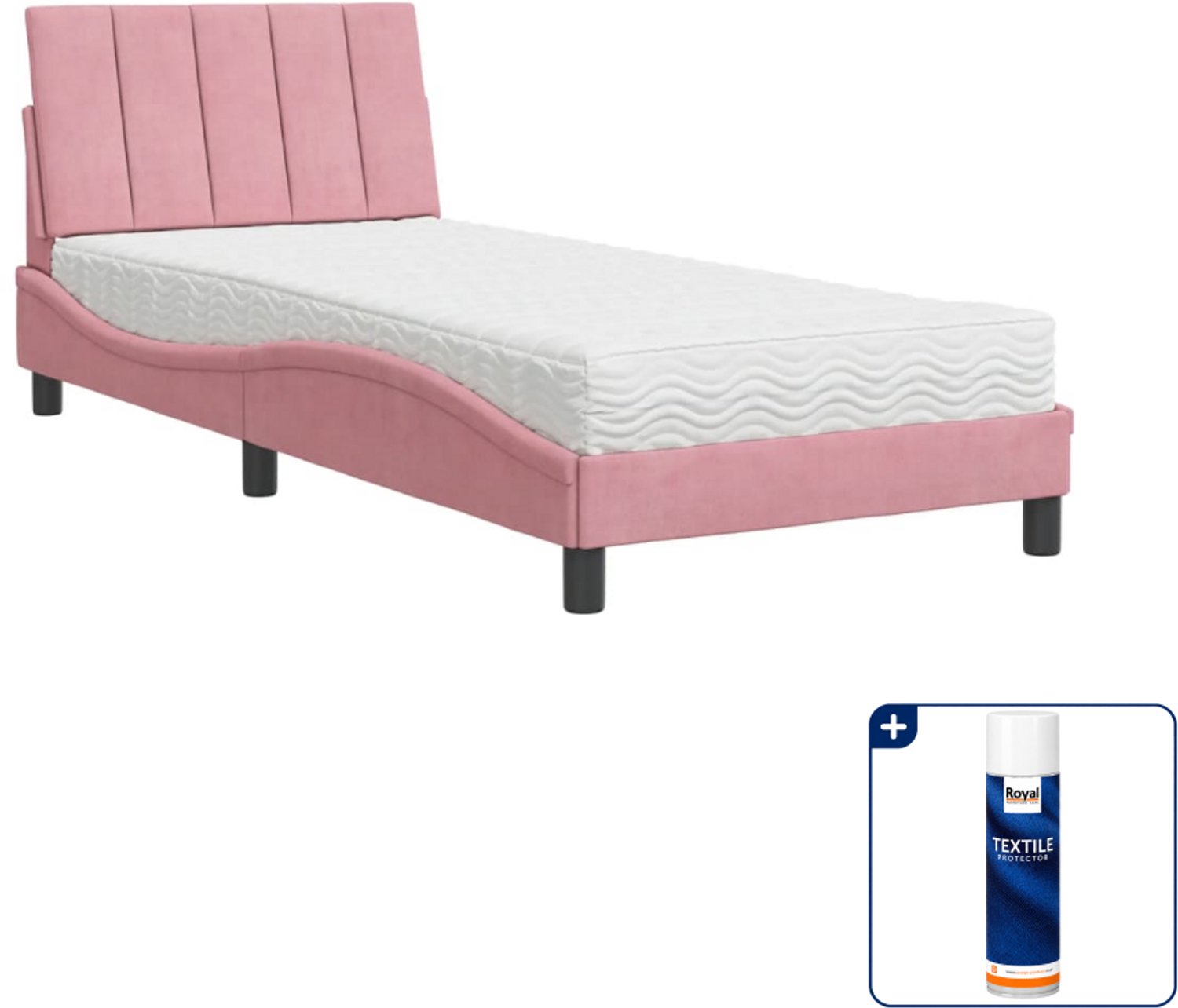vidaXL Hanko bed met matras - 90 x 190 cm - roze - Inclusief textielbeschermer 500 ml