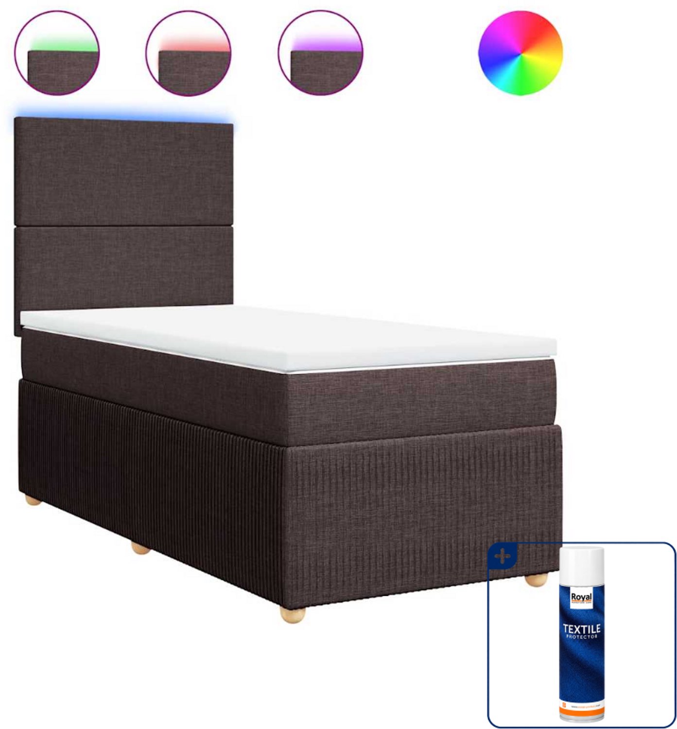 vidaXL boxspring 80 x 200 cm - stof - donkerbruin - Inclusief textielbeschermer 500 ml