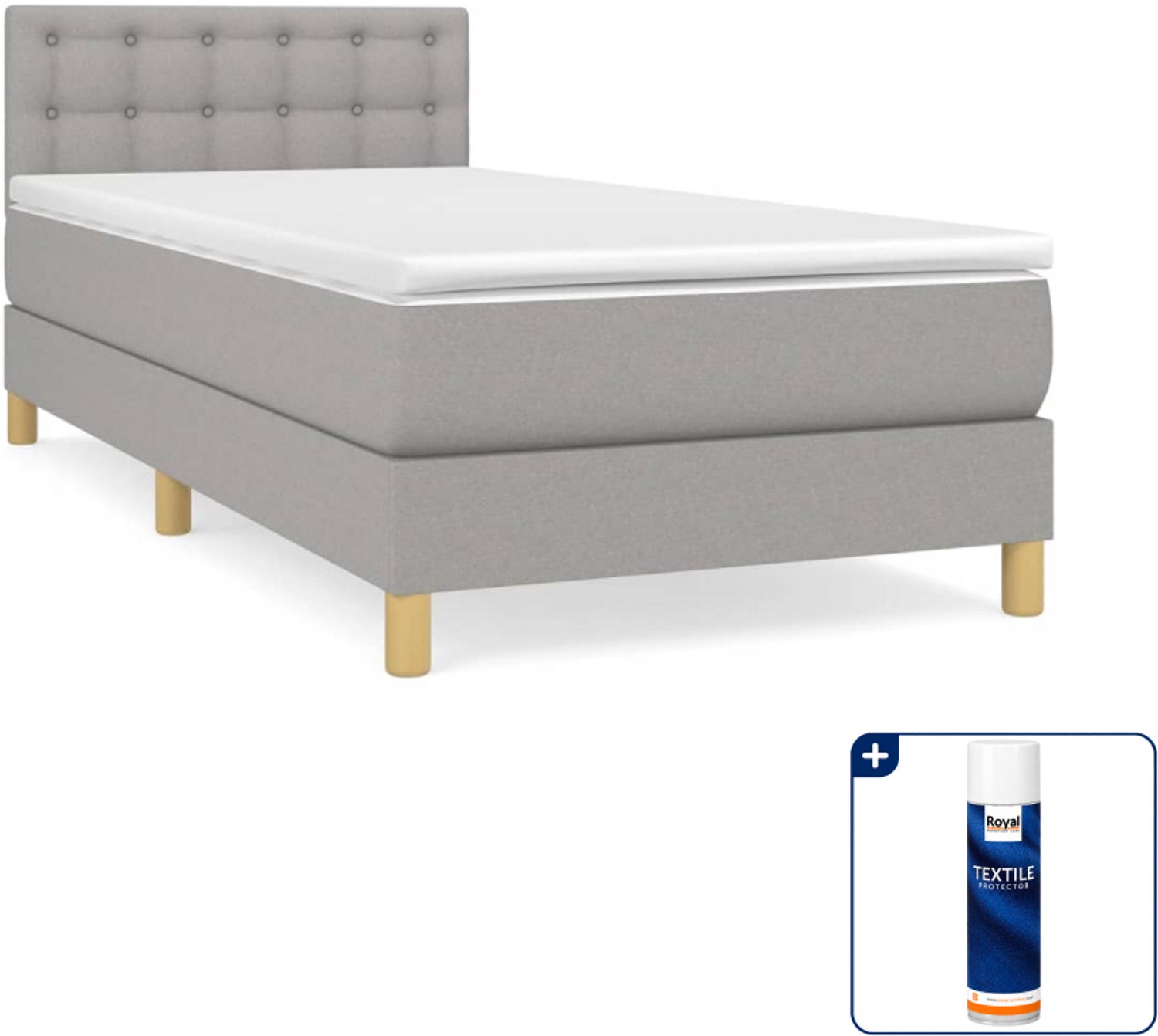 vidaXL boxspring met matras 80 x 200 cm - lichtgrijs - Inclusief textielbeschermer 500 ml