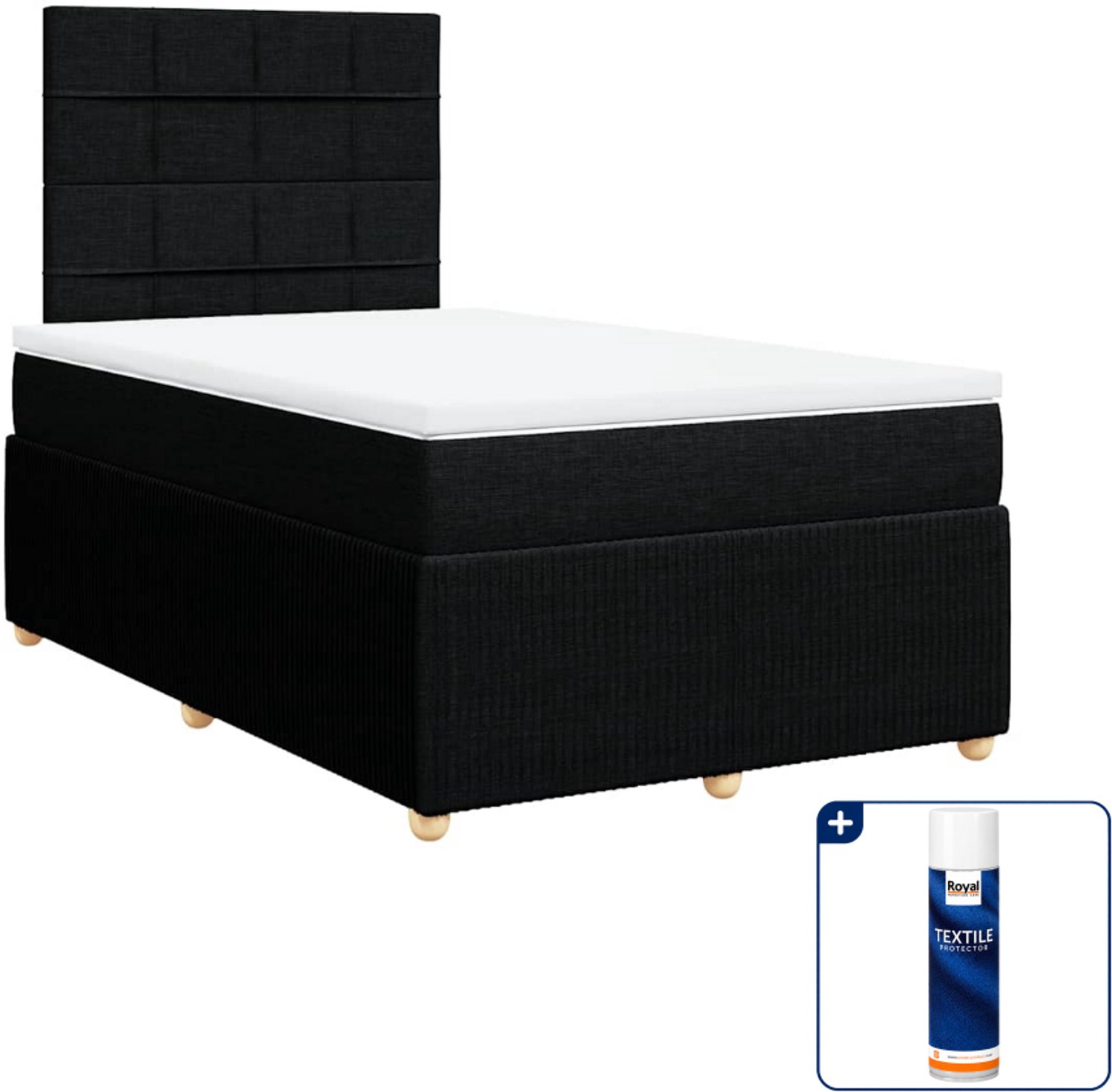 vidaXL boxspring met matras 120 x 190 cm - zwart - Inclusief textielbeschermer 500 ml