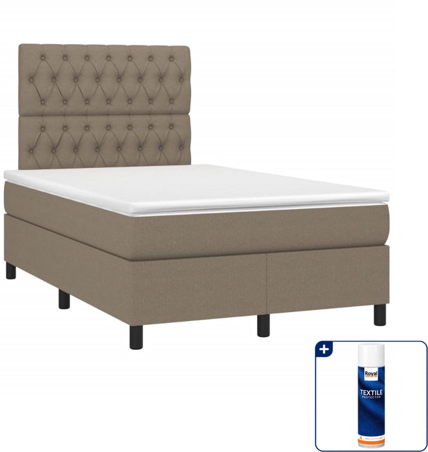 vidaXL boxspring met matras 120 x 190 cm - taupe - Inclusief textielbeschermer 500 ml