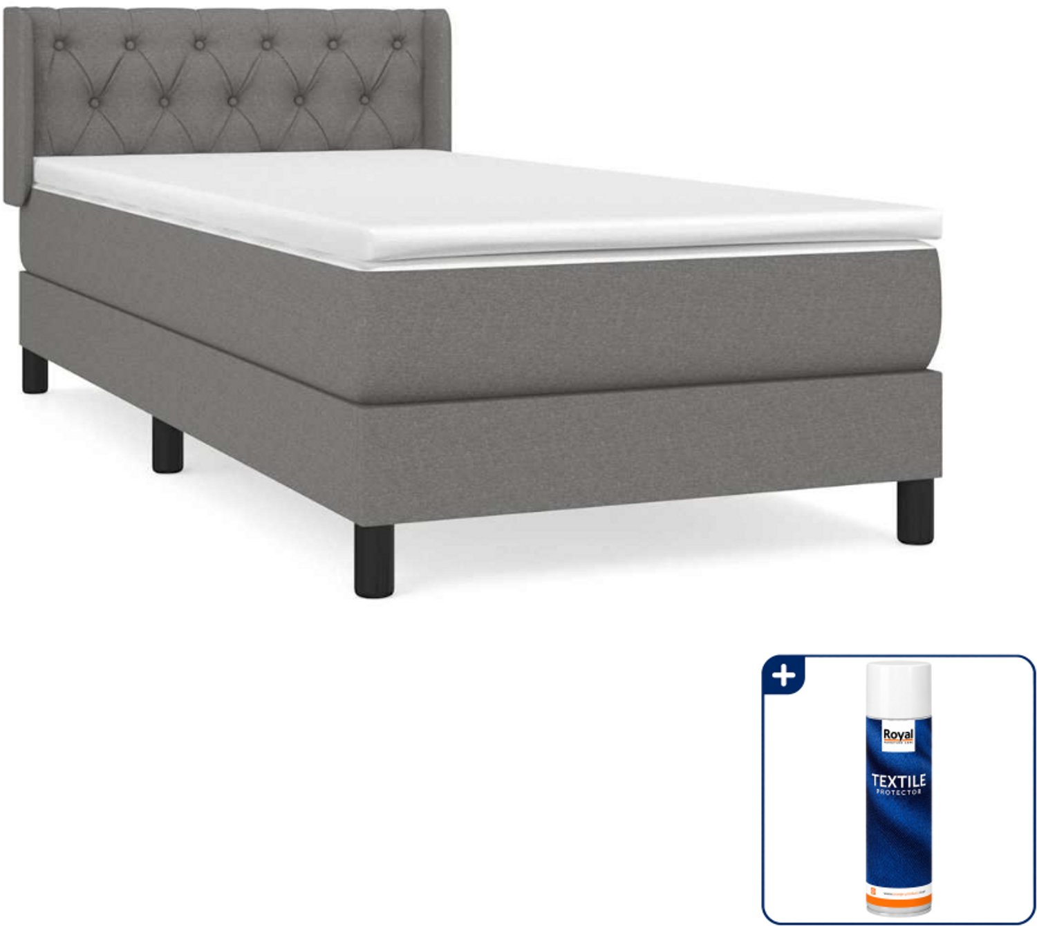 vidaXL Boxspring - 80 x 200 cm - donkergrijs - Inclusief textielbeschermer 500 ml