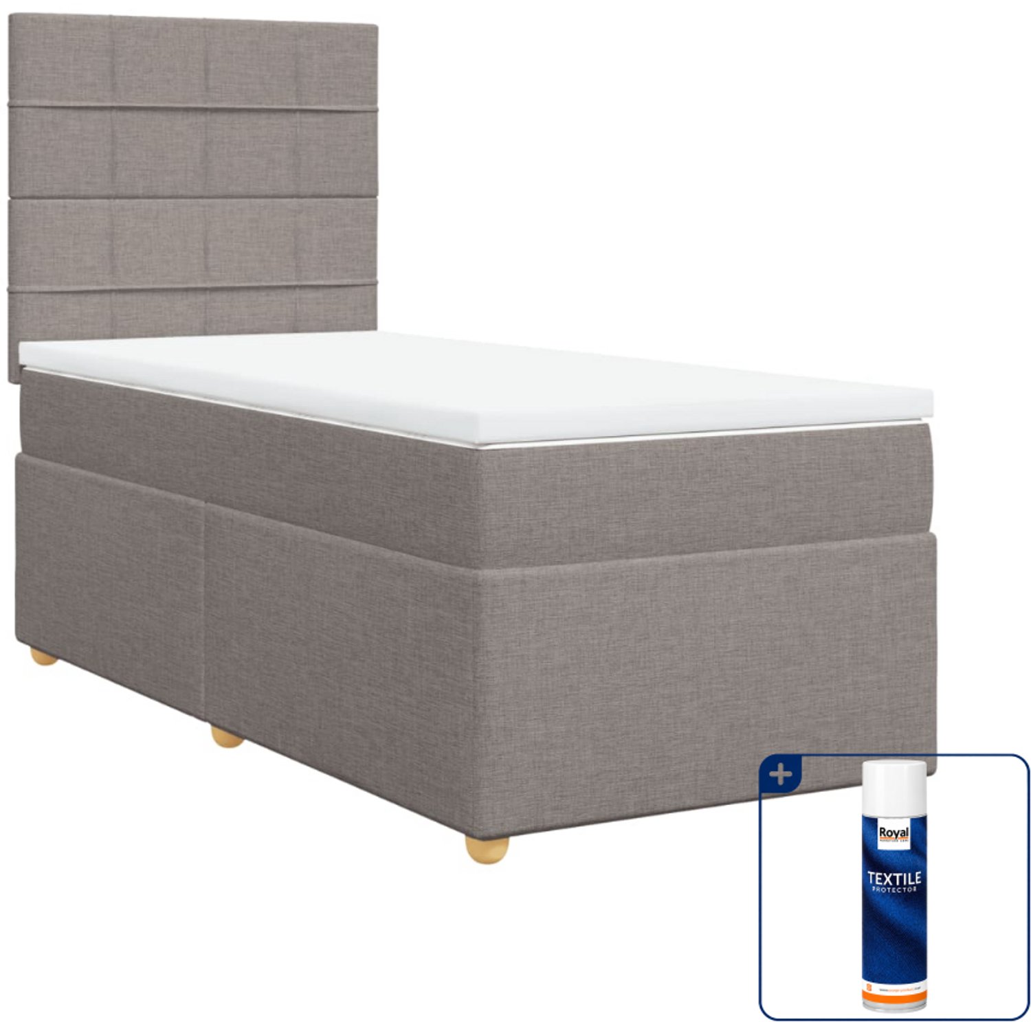 vidaXL boxspring met matras - 100 x 200 cm - stof - taupe - Inclusief textielbeschermer 500 ml