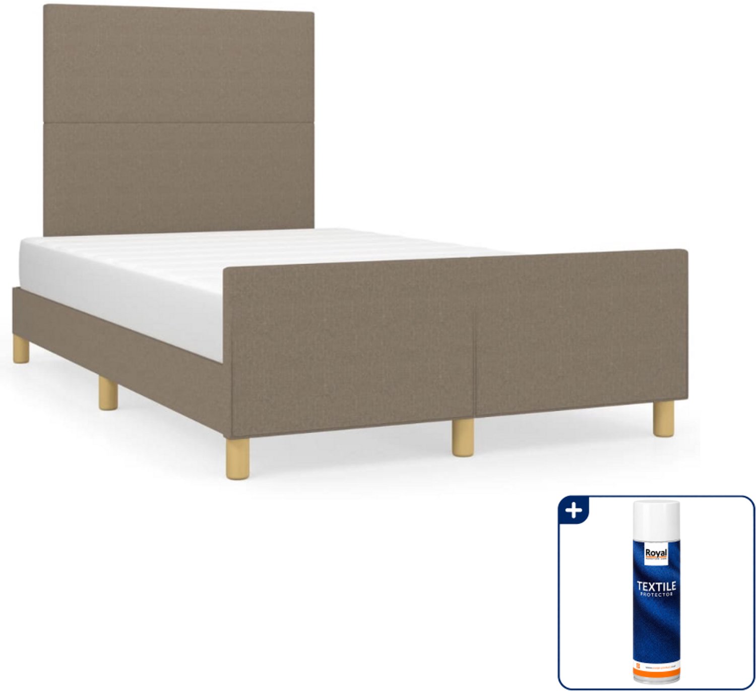 vidaXL bedframe 120 x 190 cm - stof - taupe - Inclusief textielbeschermer 500 ml