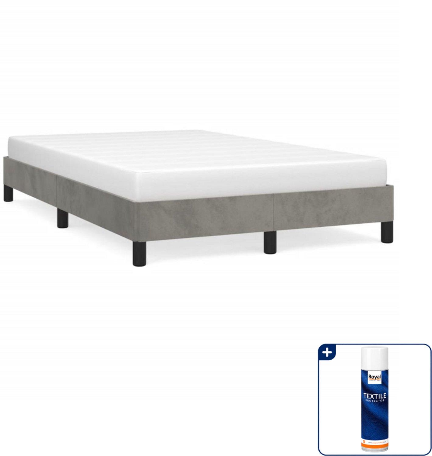 vidaXL Bedframe - 120 x 190 cm - fluweel - lichtgrijs - Inclusief textielbeschermer 500 ml