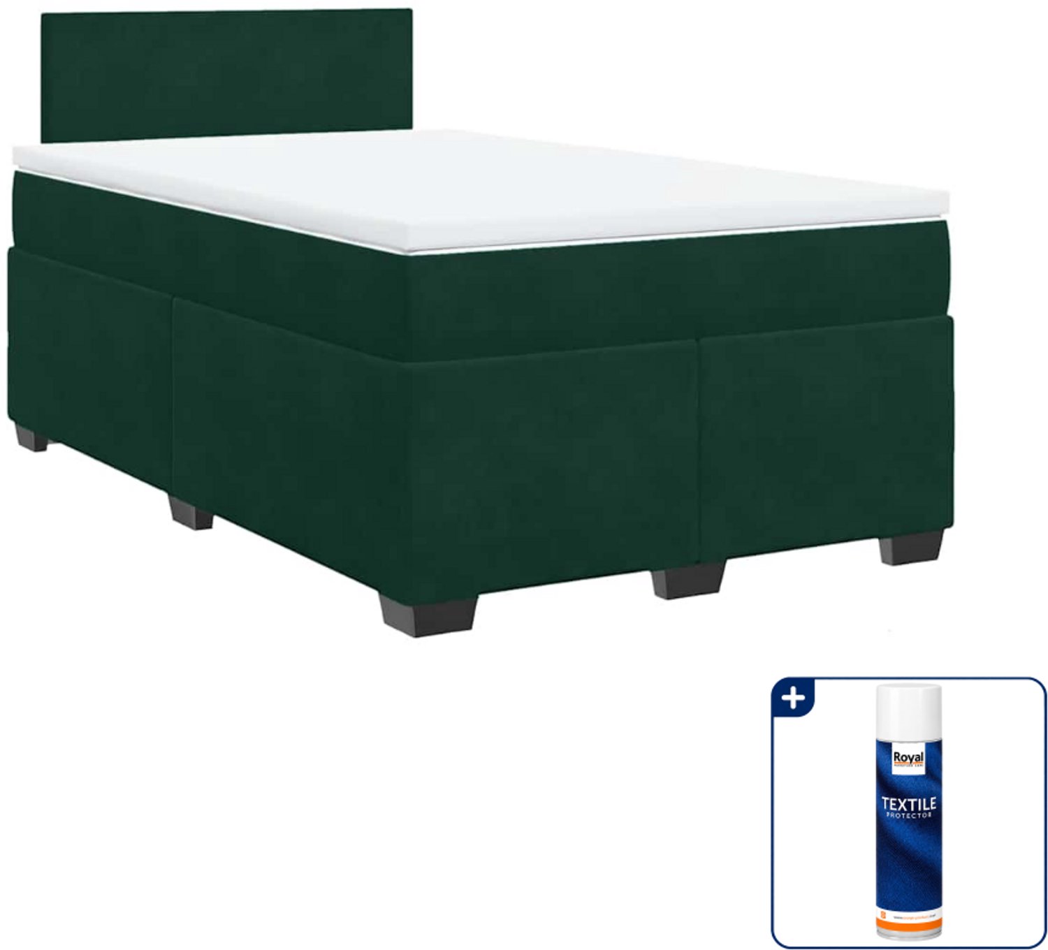 vidaXL boxspring met matras 120 x 200 cm - fluweel - donkergroen - Inclusief textielbeschermer 500 ml
