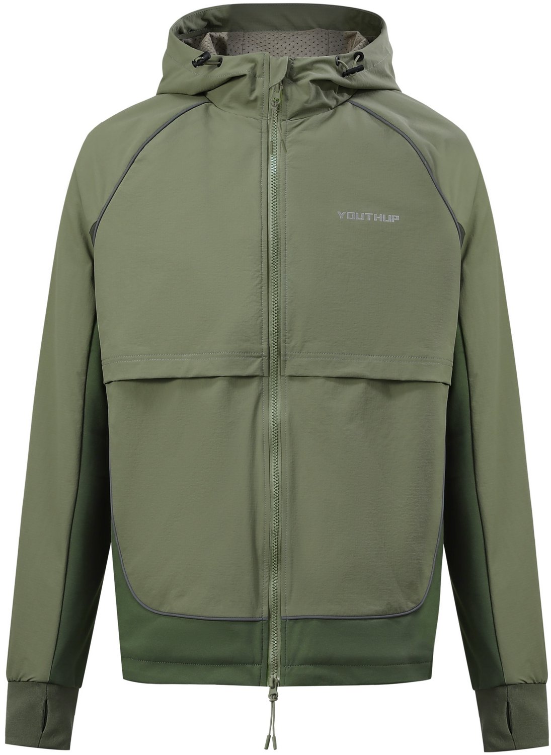 YOUTHUP Heren Outdoorjas met Capuchon Reflecterende Strepen 2XL Groen