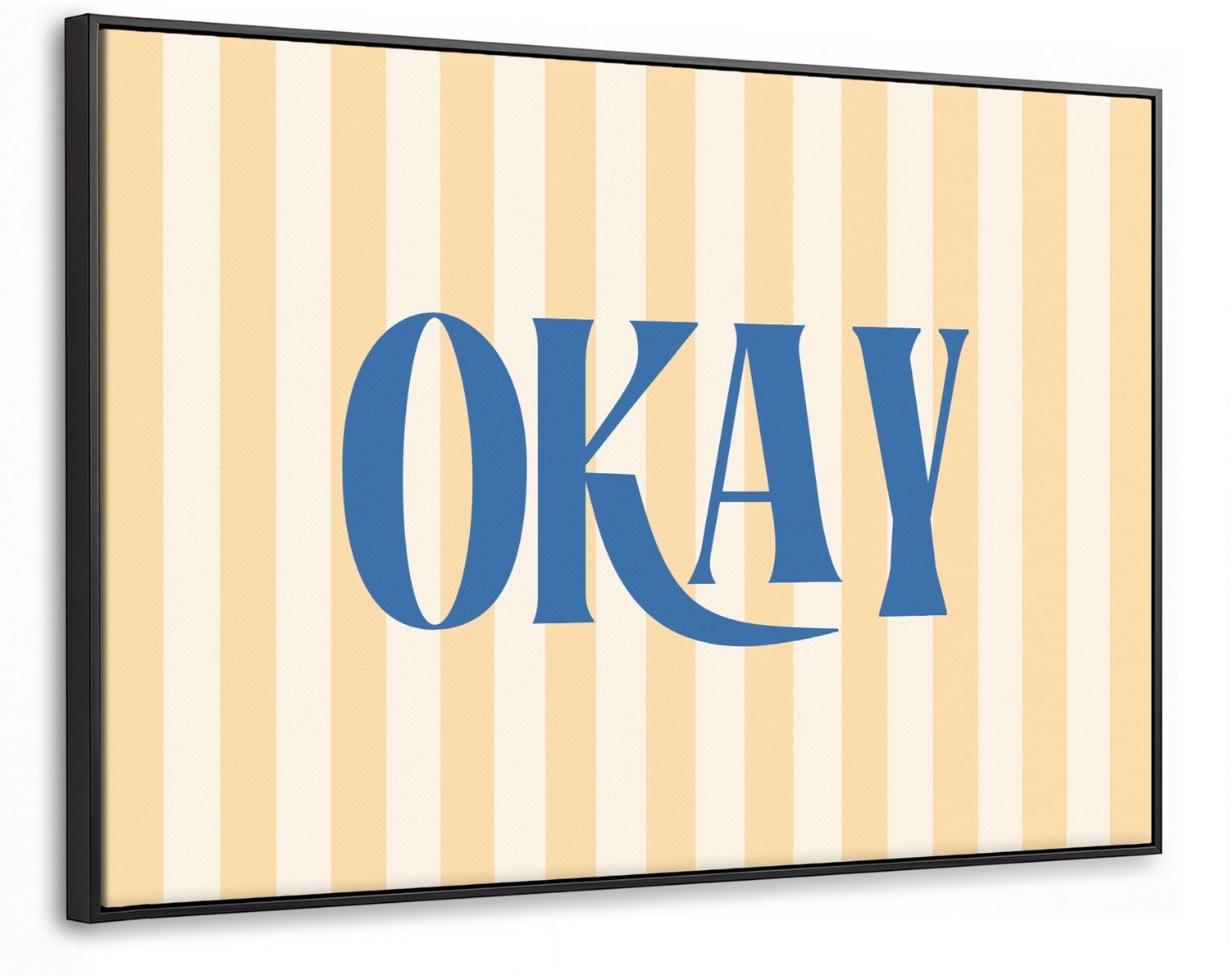 Canvas Schilderij met Baklijst XXL Canvas Schilderij met Baklijst 150x100cm - Blauw - Geel - Strepen - Okay - Muurdecoratie woonkamer - Slaapkamer decoratie - Kamer accessoires - Schilderijen op canvas met lijst groot