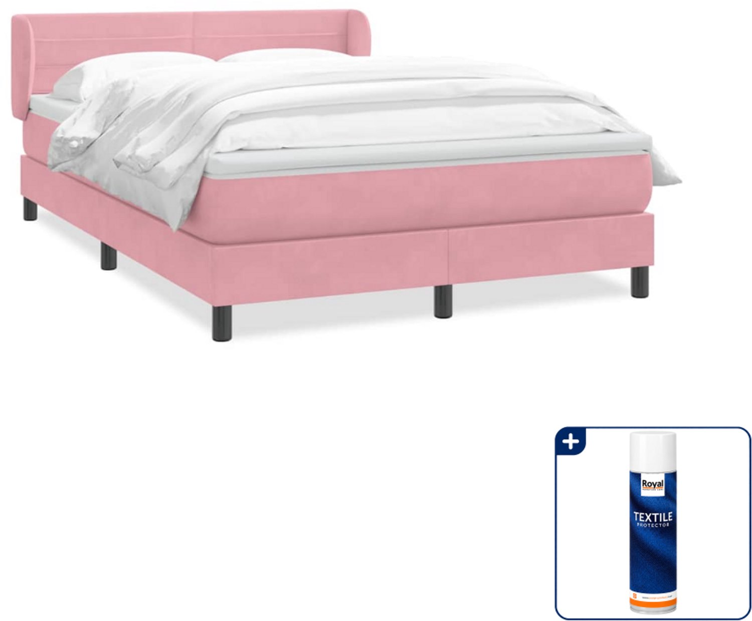 vidaXL boxspring Queensize - 160 x 210 cm - roze - Inclusief textielbeschermer 500 ml Bruin