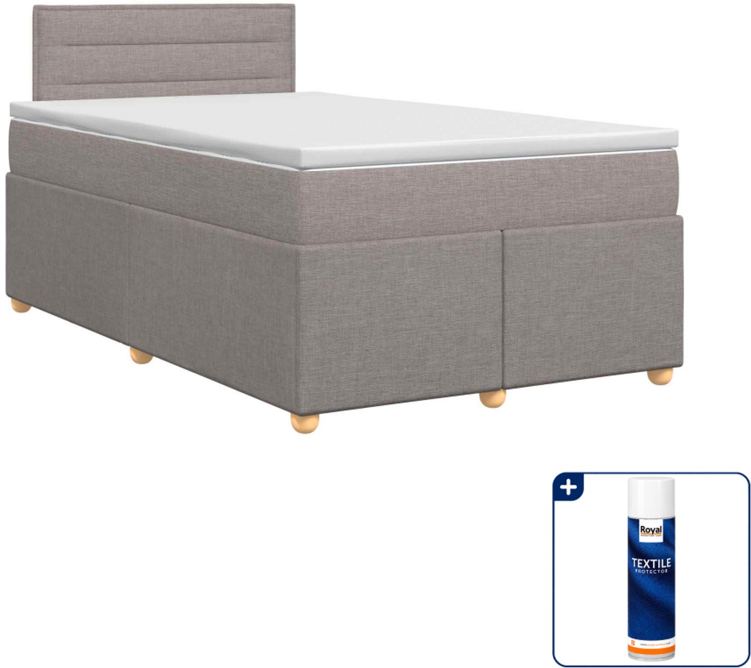 vidaXL boxspringbed met matras - 120 x 190 cm - stof - taupe - Inclusief textielbeschermer 500 ml