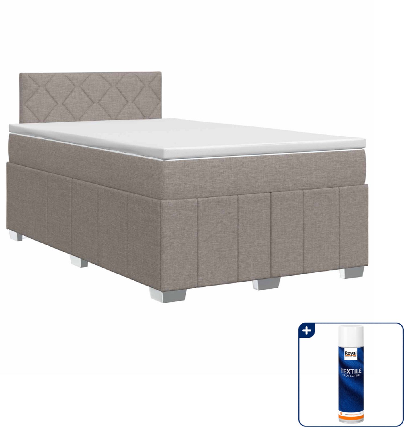 vidaXL boxspringbed met matras - 120 x 190 cm - taupe - Inclusief textielbeschermer 500 ml