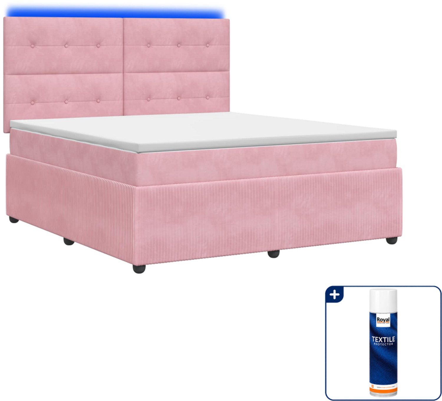 vidaXL Queensize boxspring met matras - 160 x 200 cm - roze - Inclusief textielbeschermer 500 ml