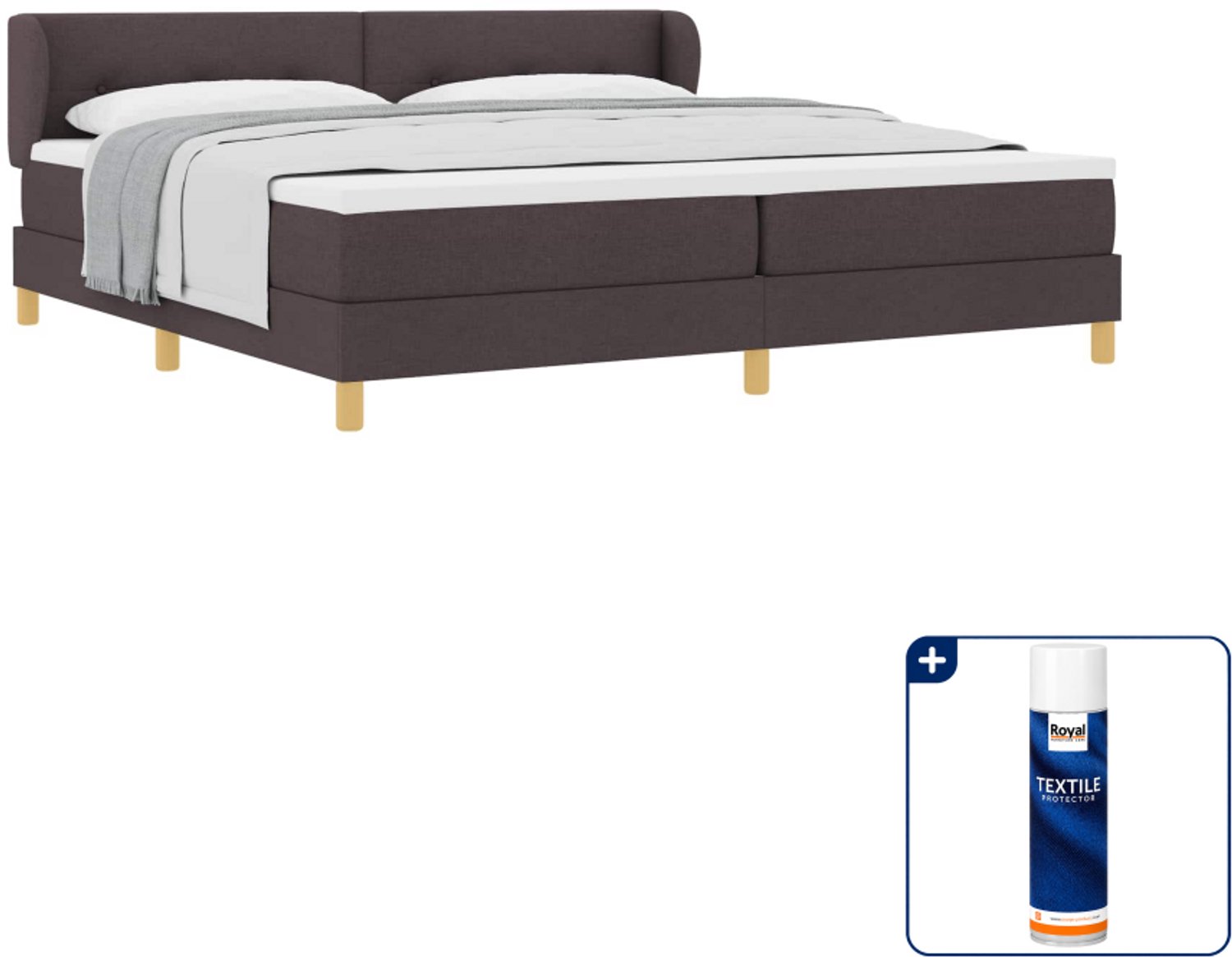 vidaXL boxspringbed - 200 x 200 cm - donkerbruin - Inclusief textielbeschermer 500 ml