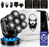 Sansbeauté® 6-in-1 Scheerapparaat Mannen - Complete Set - Trimmer & Tondeuse - Electric Face & Head Shaver - 7D Hoofdscheerapparaat - Hoofd Kaal Scheren – Nat & Droog - Draadloos Opladen - Elektrisch