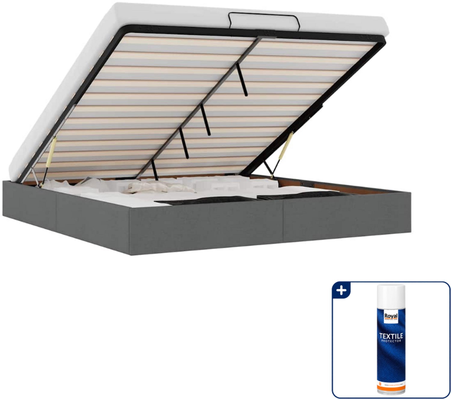 vidaXL Bedframe - 200 x 200 cm - donkergrijs - Inclusief textielbeschermer 500 ml Bruin