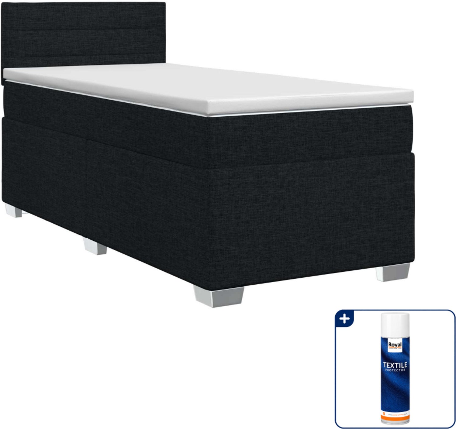 vidaXL boxspringbed - 90 x 190 cm - zwart - Inclusief textielbeschermer 500 ml