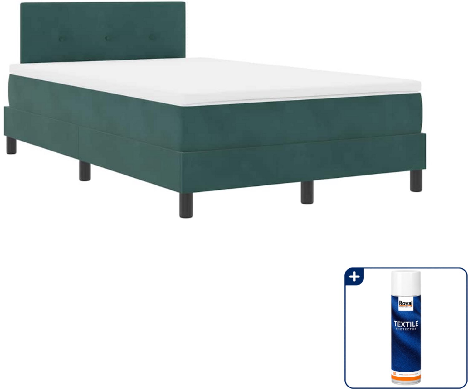 vidaXL LED boxspring - 120 x 200 cm - fluweel - donkergroen - Inclusief textielbeschermer 500 ml