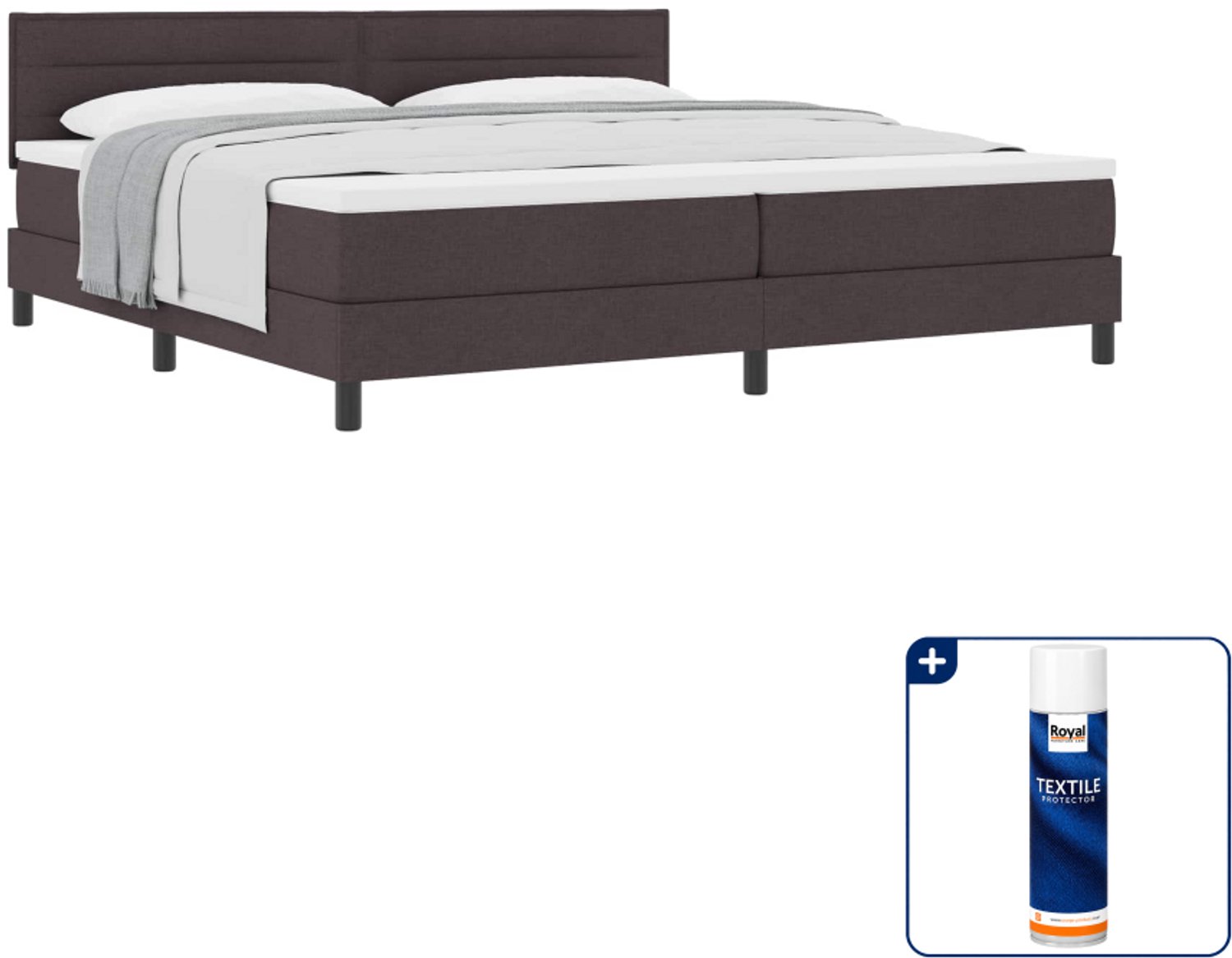 vidaXL boxspringbed - 200 x 200 cm - stof - donkerbruin - Inclusief textielbeschermer 500 ml