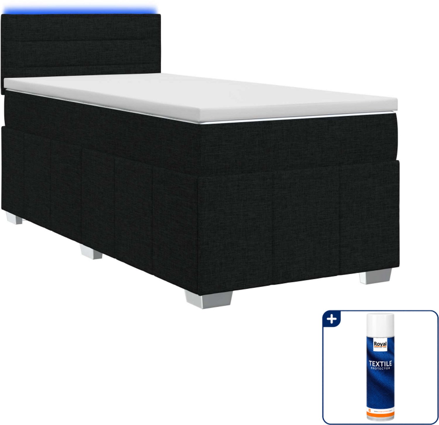 vidaXL boxspringbed met matras - 90 x 190 cm - zwart - Inclusief textielbeschermer 500 ml